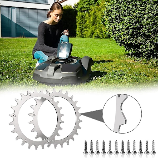 Rustfrie stålpigge til Worx model L, rustfrie stålpigge til Worx Landroid L-hjulstørrelse 225mm-12x rustfrie stålskruer-til græsplæne, rengøring og