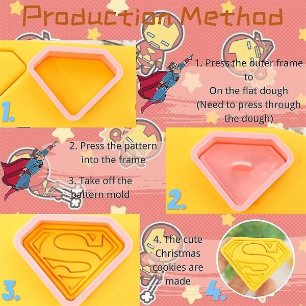 8pack Spiderman Superman Q -versio Keksileikkurit söpöt supersankarikeksimuotti mold Fondant leivonta itse jälkiruoka mould