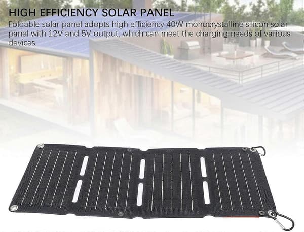 40W Sammenleggbart Solcellepanel med Dobbel USB QC Hurtiglading Bærbar Solcellelader for Utendørs Camping Reise Vandring