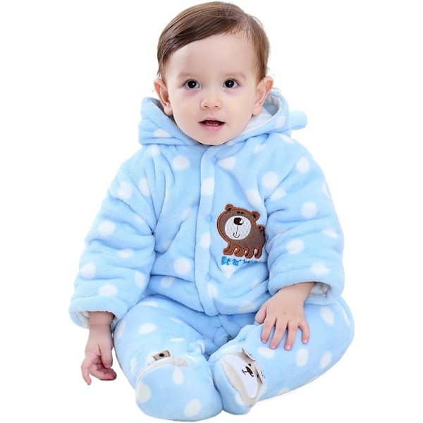 Newborn baby jumpsuit hooded coat winter baby jumpsuit baby clothes jumpsuit(blue-3-6 months) blue 3-6 months