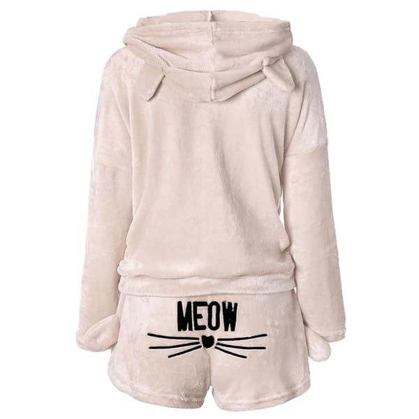 Dame Fleece Fluffy Pyjamas Nattøj Sæt Grå Grey M