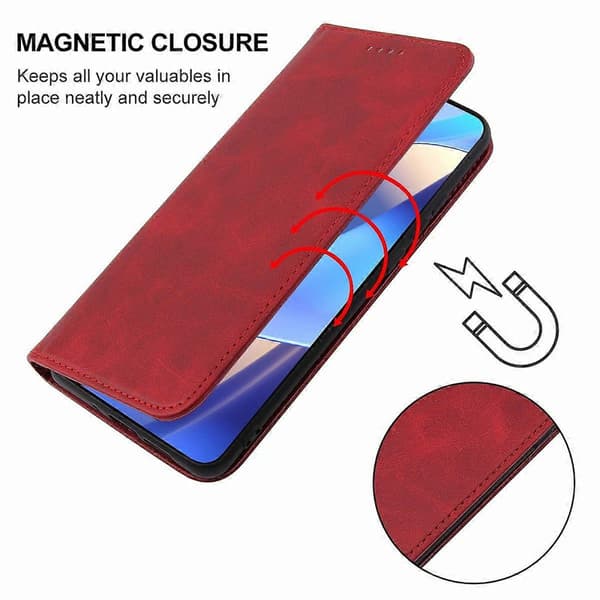 Magnetisk læder telefoncover til OPPO A54s Red