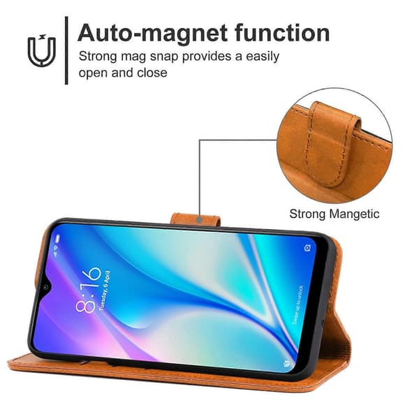 Læder telefoncover til Xiaomi Redmi 8A Dual Brown
