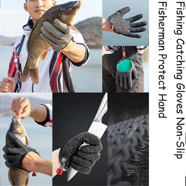 Fiskefångsthandskar Fiskarhandske med magnetkrokar, professionell halkfri fiskjaktshandske, skär- och punkteringsbeständig Left and Right Hand Gloves