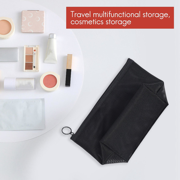 3st/ set Svart Mesh Clear Kosmetikväska Skönhetstvättväskor Case Travel black