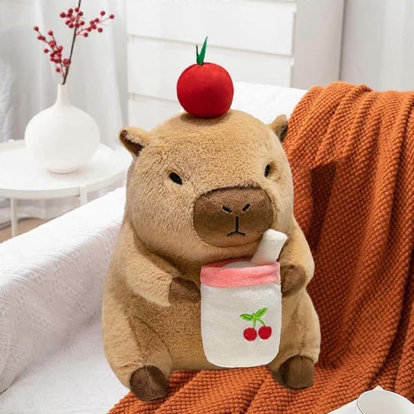Capybara Udstoppede Legetøj, Plys Capybara Dukke, Sød Capybara Udstoppede Dyr 40cm Cherry