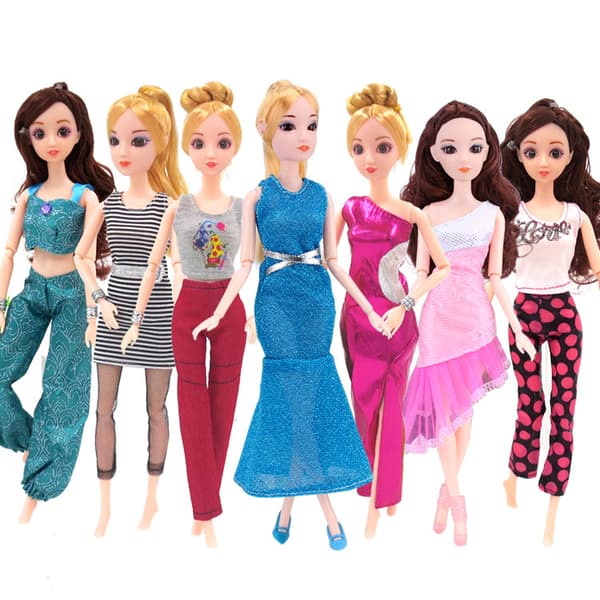 16 Barbie Dukker Tilfældige Bryllupskjoler Korte Kjoler Kjoler D