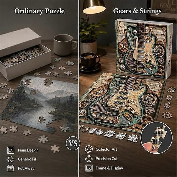 1000-bitars Steampunk Gitarr Pussel, Trendig Monteringsleksak för Hemunderhållning, Pussel för Vuxna Guitar Puzzle