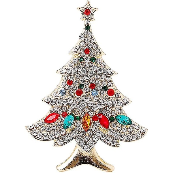 Wabjtam Vintage färgad julgran Strass Brosch Pin Bröllopsfest smycken