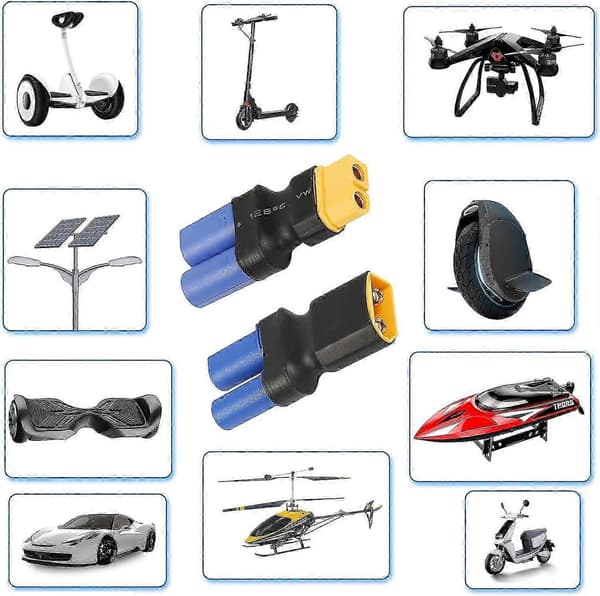 XT60 til EC5-adapter, 4 stk. EC5 til XT60 han-hun kompakt trådløs strømkonverteringsstik til RC Lipo, FPV-drone, modelbil flybatteri