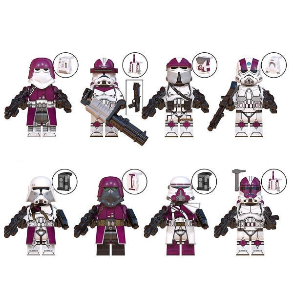 8 st Star Wars minifigurer Byggklossar Leksaker 1,77 tums samling Clone Troopers Actionfigurer Monterade byggsatser