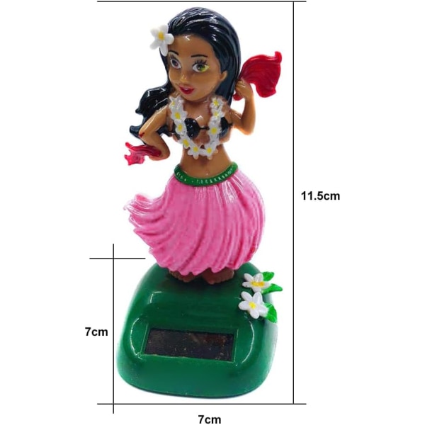 Solar Bobble Head Figurer Bil Ornamenter Hawaiian Solar Powered Legetøj Hula pige figur statue til bil køretøj dekoration pink