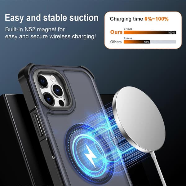 Kompatibel med iPhone 12 Pro / iPhone 12 Magnetiskt skal Galvaniserad ram Hudvänligt TPU+PC Mobilskal