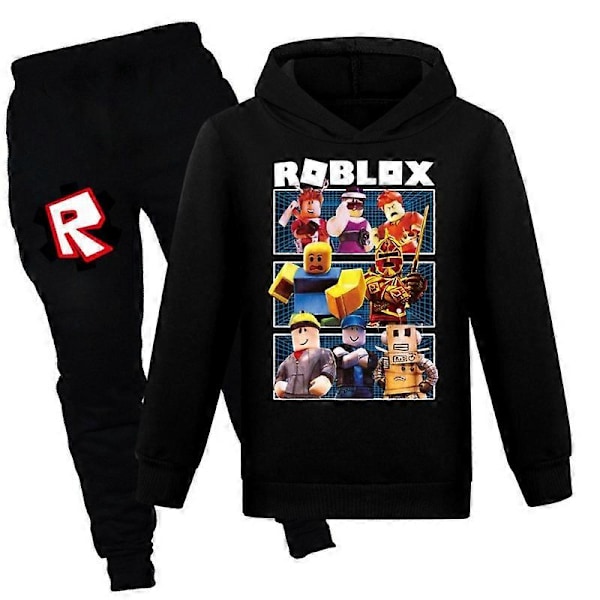 Joululahjat Roblox 2 kpl Pelikuvioinen Huppari ja Housut Setti Tytöille Pojille Huppari Pusero Yläosat Lapsille Teineille Black 2-3years