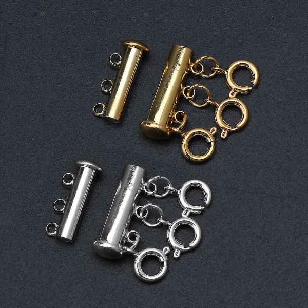 Smykkekoblinger Lagdelt halskjede lås magnetrør for stablebare halskjeder Silver 2