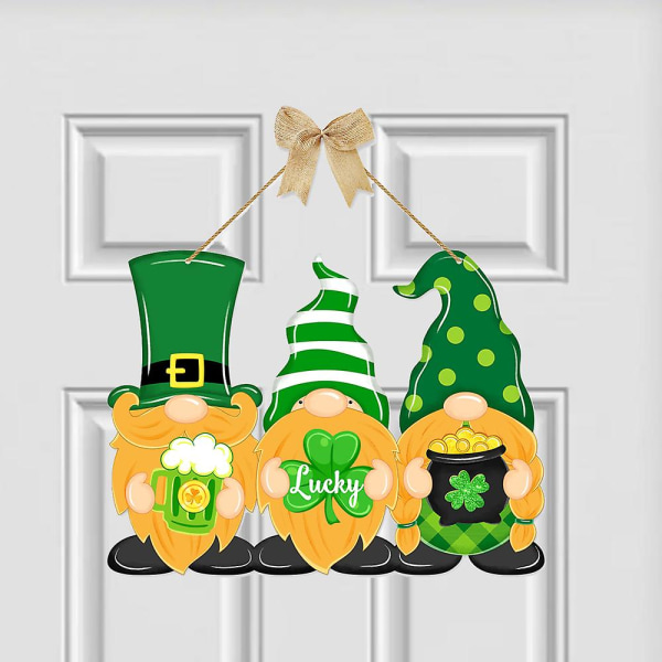 St Patrick's Day träskylt irländsk tomte hängande dörr dekor med säckväv  rosett a511 | Fyndiq