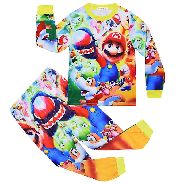 Super Mario Bros Pyjamas Set för Barn PJs Sovkläder Små Pojkar Flickor Barn Loungewear Nattkläder Outfit Ålder 4-9 År D 4-5Years