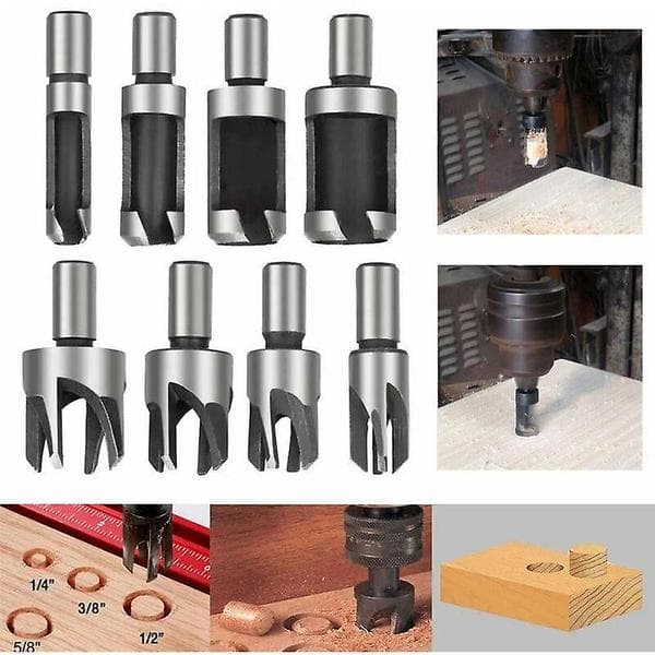 8 STK HSS Pluggkutter Trebearbeidingsverktøy Trepluggbor Trepluggkutterbor 6mm/10mm/13mm/16mm