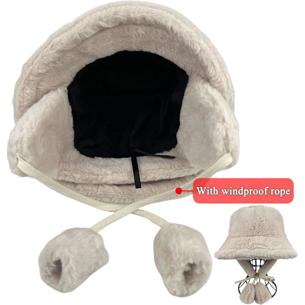 Fuzzy Bucket Hat för Kvinnor och Män - Luddig, Söt Bucket Hat för Vinter, Varm Plysch, Fiskehatt, Fluffig Sherpa, Rolig Hatt A-white