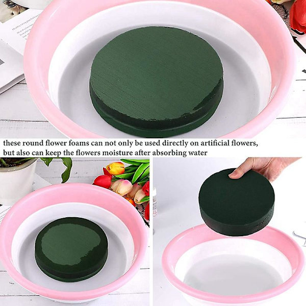 6 st Flower Foam Blocks, 6,5 tum Rund Torr Blommor Foam För, för bröllopsgången Blommor, festdekoration green