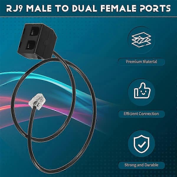 RJ9 4P4C han til dobbelt hun telefonadapterkabel Black