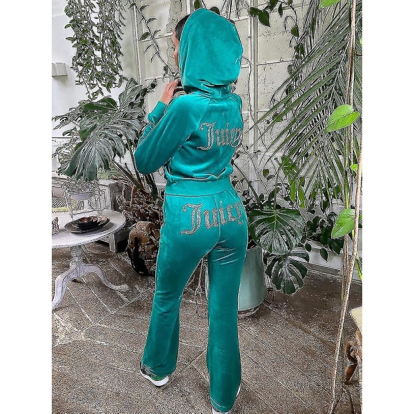 Velour Juicy Ompelupuku Hupparit Velvet vetoketjullinen collegepaita ja set Urheiluvaatteet 2023 Naisten kevään/syksyn verryttelypuku Crop Paras lahja jouluksi Princess design XL