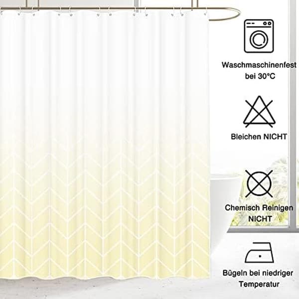 Mögelresistent duschdraperi i polyester 183 x 183 cm, digitaltryckt tvättat tyg, badrumsdraperi med 12 gratis krokar