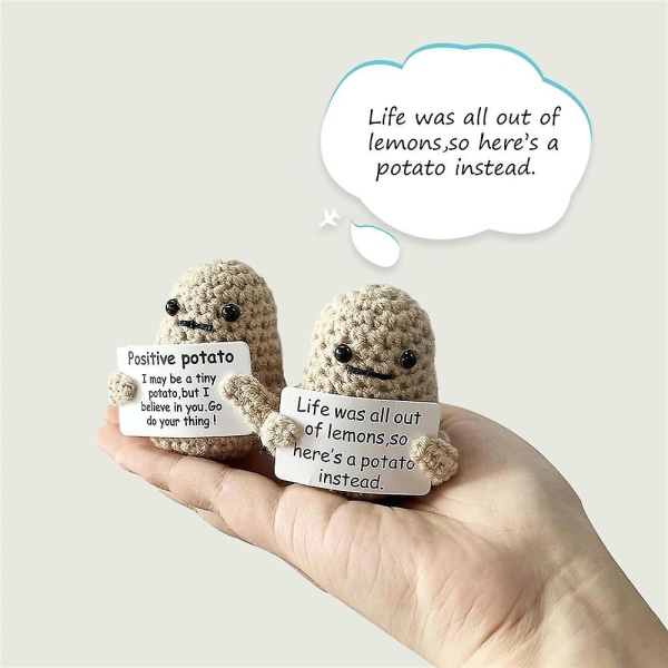 Mini Funny Positive Life Potet Ornament, Interessant Strikket Potet Dukke Kreativ Søt Potet Dekor For Bursdag Oppmuntring Gaver Positive Potato 2Pcs