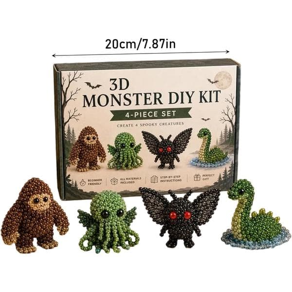 4 stk dyreperler DIY Tiny 3D perlesæt dyr DIY sæt designerperler og håndværk med instruktioner (4 stk-D) 4Pcs-D