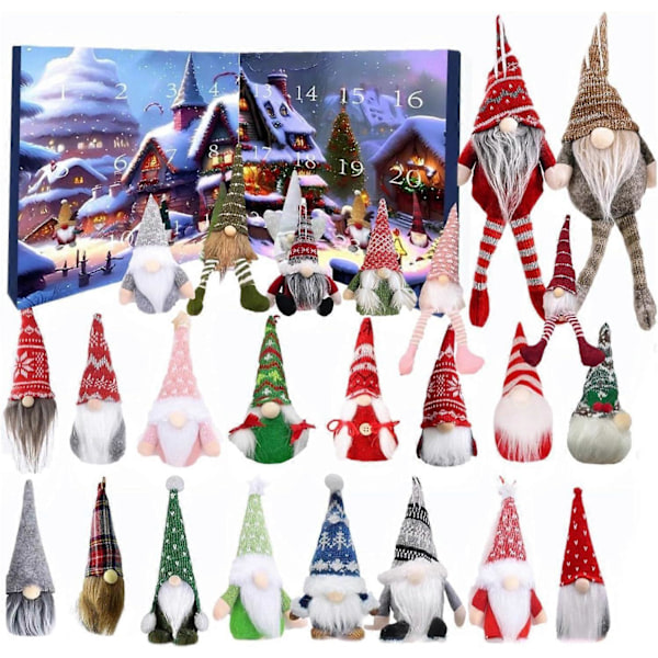 Jule-Nisse Adventskalender 2024, 24 Plysj Nisse Dukker Jule Nedtelling Kalender, Jule Plysj Nisse Leke Sett For Voksne & Barn 1 Box