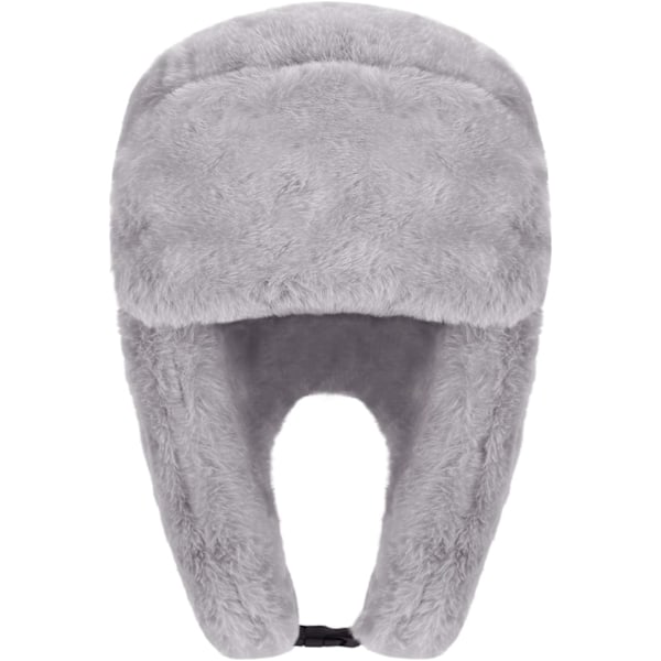 Aikuisten Talvi Mukava Plussi Ushanka Venäläinen Hattu Tuulenpitävä Kokonaan Huppu Korvaläpät Hattu Lämmin Kylmäsuoja Ski Metsästys Pyöräily Trapper Hatut Grey One Size