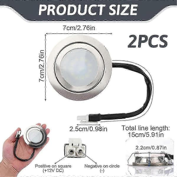 2-pak 12V DC 2W LED-pærer med EL-fatning til emhætte Silver