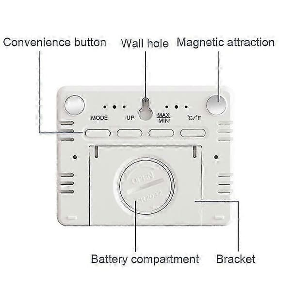 Elektronisk temperaturdisplayklocka Magnetisk väggmontering 8218 White