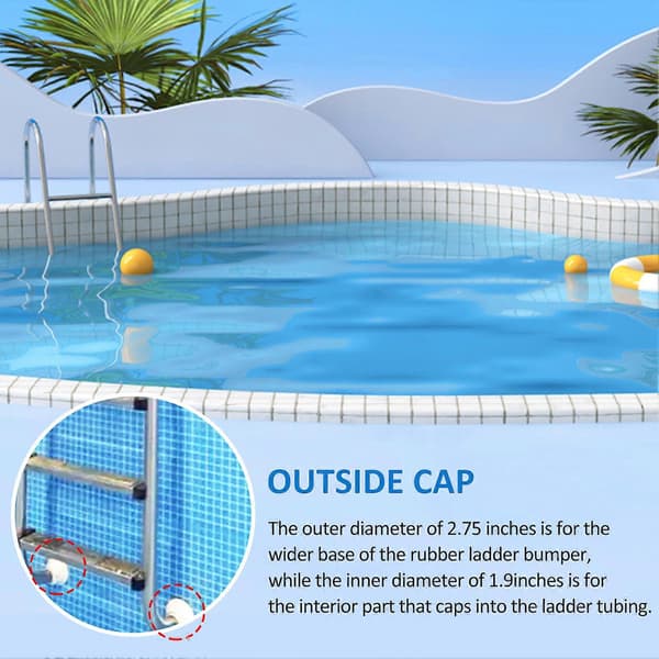 2-pack Poolstegsskydd för Utomhuspool, Poolsteg Gummiändstycken Passar 1.9in Standard Poolstegsrör