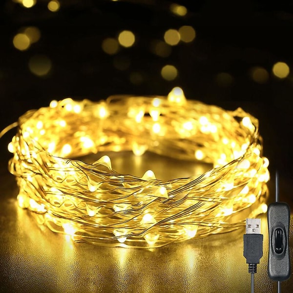 Autumn Promotion,usb Led String Lights Kobbertråd Fairy Lights Independent Switch 12 Meter 120 Lights Warm White String Lights