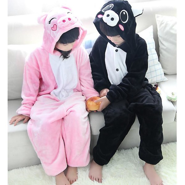 Animal Onesie Dam Flanell Pyjamas Set Vuxen Unisex Män Halloween Gris Cosplay Kostym Par Sovkläder Barn Jul Jumpsuits Pink Pig 6T(Height 105-114CM