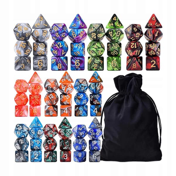 70x Akryl Polyedriska Tärningar Set Dubbla Färger För Dnd Rpg Matte Stil B