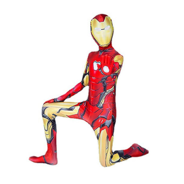 4-9 år Barn Marvel Avengers Iron Man Cosplay Festkostyme Jumpsuits+hodeplagg Fancy Dress Antrekk Sett Gaver 4-5 Years