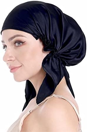 Endnu lettere og mere åndbar Bonnet til søvn, Hårmøsse med bånd, Stor Silke Sovehat til krøllet hår,