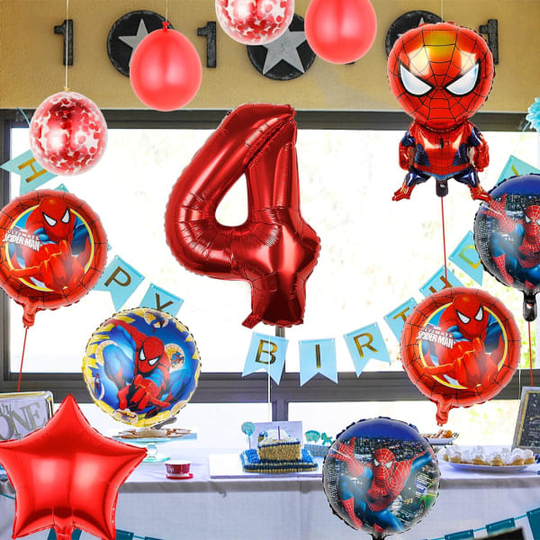 IC 11 stk. Spidey Bursdagsballonger For Superhelt Bursdagsfest Dekor Tegneserie Folieballonger Bukett For Barn Rød