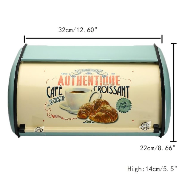 Vintage leipälaatikon säilytysastian kääritty yläosa Vaaleansininen Pieni päällystetty leipärautalaatikoiden ruokasäiliö blue