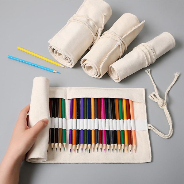 Canvas Roll Up Case Pen Pennväska Hållare Organizer 36 Holes
