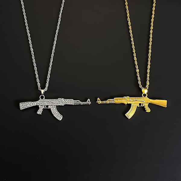 Punk Hip-hop Diamond Konepistooli Kaulakoru Luova Persoonallisuus Gun Ak Riipus Korut Miehille ja Naisille Pari Korut Ystävänpäivä Lahja 01 4010