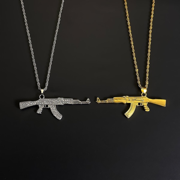 Punk Hip-hop Diamond Konepistooli Kaulakoru Luova Persoonallisuus Gun Ak Riipus Korut Miehille ja Naisille Pari Korut Ystävänpäivä Lahja 02 4191