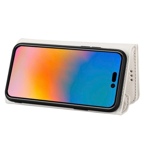 Læderetui med lynlås og vandret flip til iPhone 14 Pro Max White