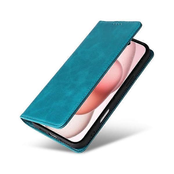 Kompatibel med iPhone 15 Plus / 14 Plus Fodral RFID PU Läder Plånboksstativskydd Blue