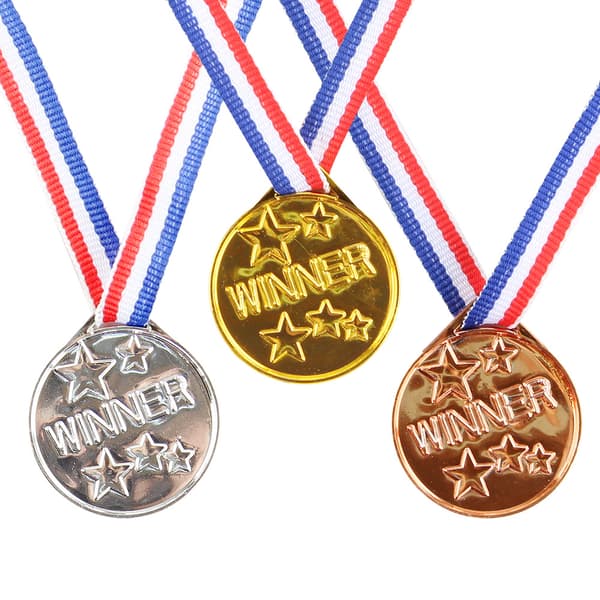Medaljer, 12 stk. guldmedaljer til børnefest børnebelønning