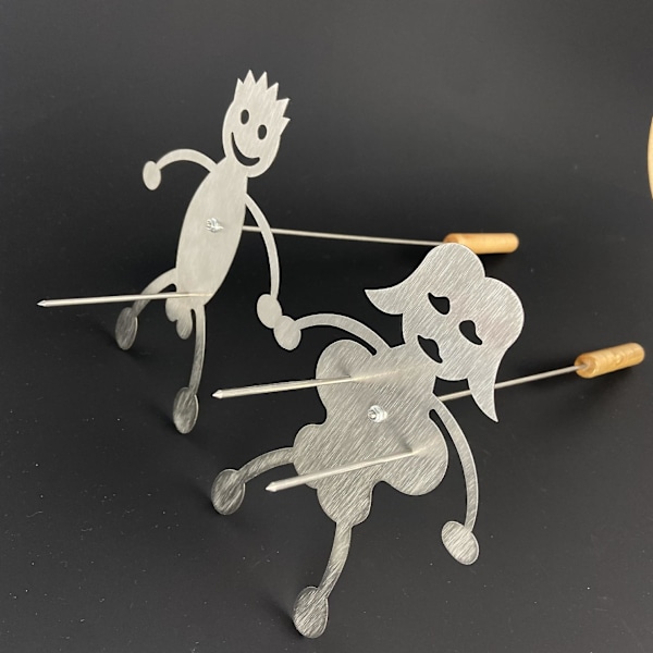 1 sett med grillspyd Pølse Mann Marshmallow Kvinne Stekekoker Bålpinne boy girl