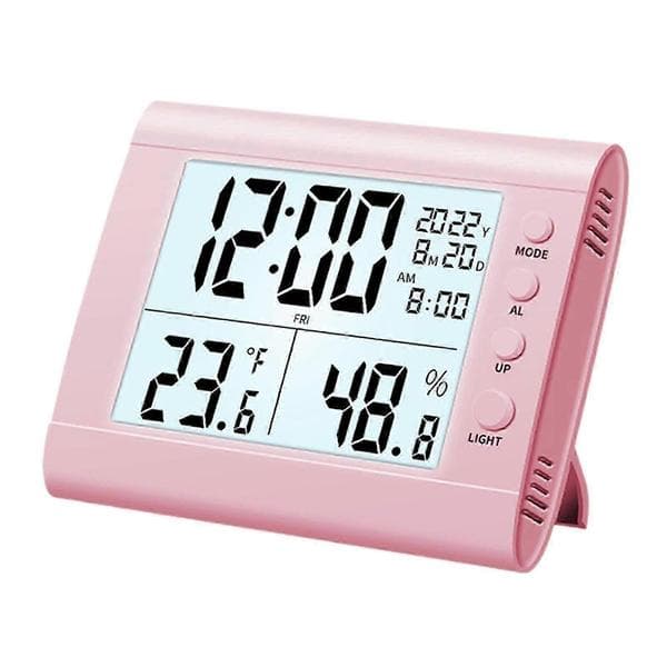 Digital väckarklocka Hygrometer Lättläst Stor digital display Hushåll Pink