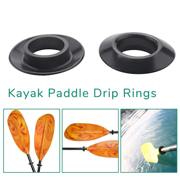 4 stk Universal Kajakk Kano Flåte Padle Åredrypp ringer Splash Guards Ring Paddle Tilbehør Bytt Black